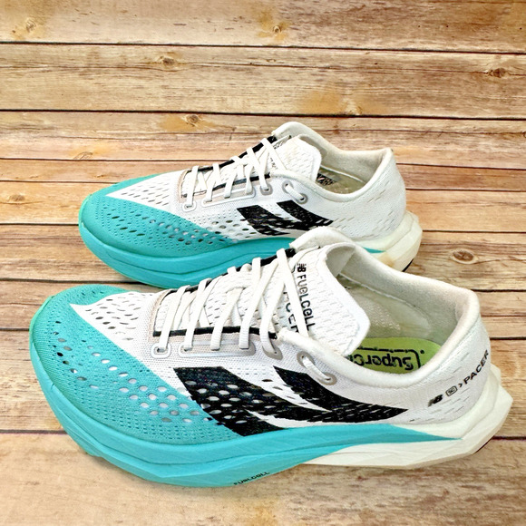 New Balance Womens FuelCell SuperComp Pacer V2 White Turquoise Running Shoes 9 - Picture 4 of 16